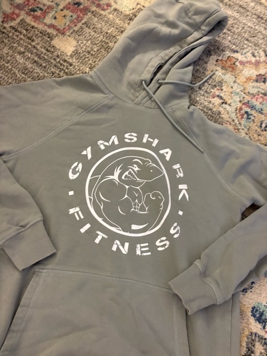Gymshark Sage Green Hoodie with White Logo - Picture 3 of 4